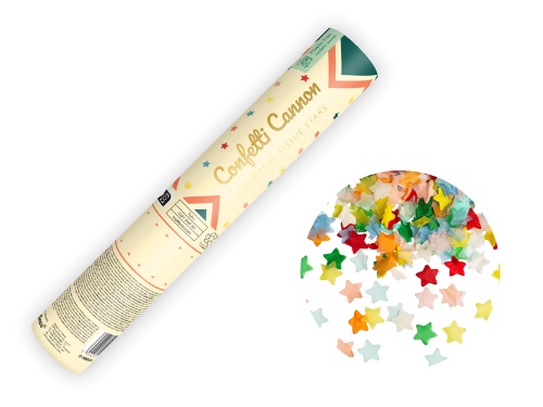 Levně Vystřelovací konfety barevné hvězdičky, 20 cm
