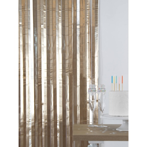 Levně Matný zlatý party závěs k nalepení, 100 x 200 cm