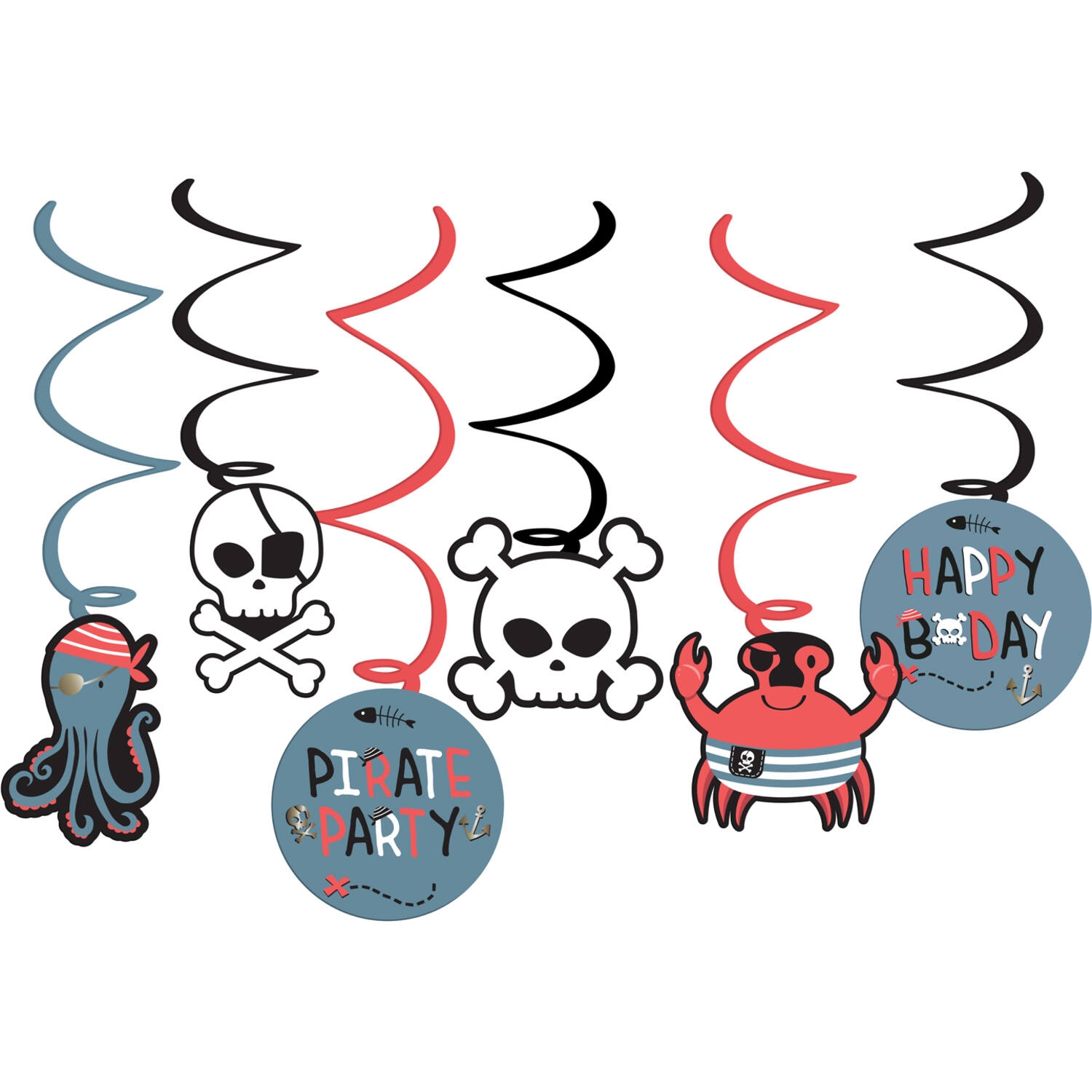 Závěsné spirály Pirátská párty, 6 ks