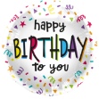 Obrázok z Foliový balónek Happy Birthday To You, konfety a serpentíny, 45 cm