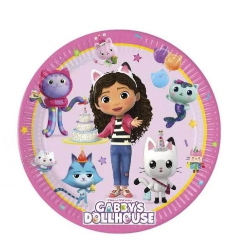 Levně Papírové talíře Gábinin kouzelný domek, Gabby's Dollhouse, 23 cm