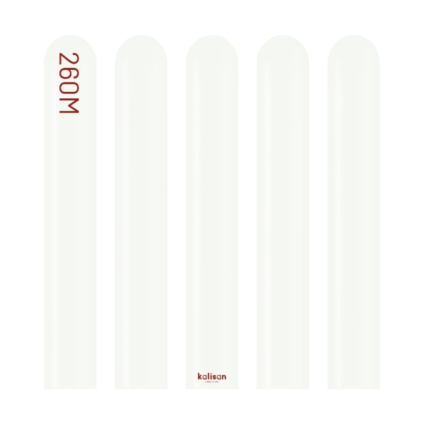 Modelovací balonky Bílé, Standard White 260M, 100 ks