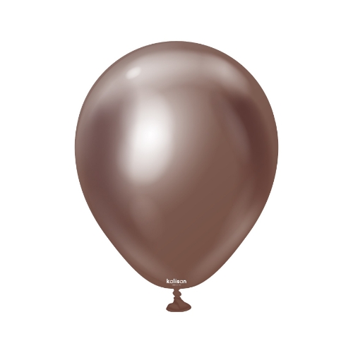 Levně Balonky chromové hnědé, Mirror Chocolate 13 cm/5", 100 ks