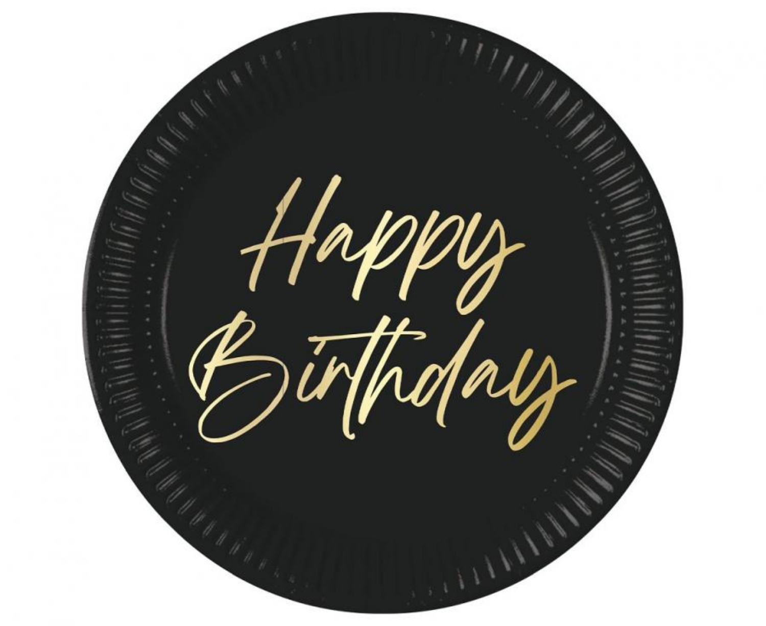 Papírové talíře Elegant Happy Birthday černé, 23 cm
