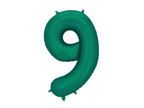 Levně Foliová číslice Saténová tmavě zelená, Bottle Green 9 - 86 cm