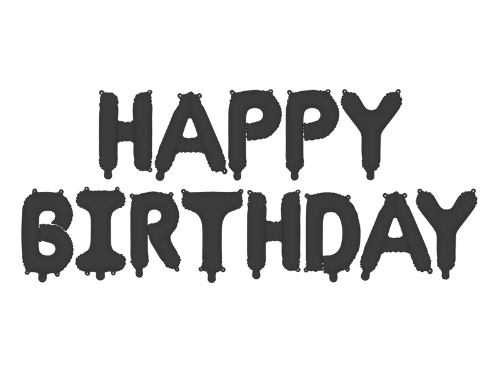 Levně Foliový nápis Happy Birthday černý, 340 x 35 cm