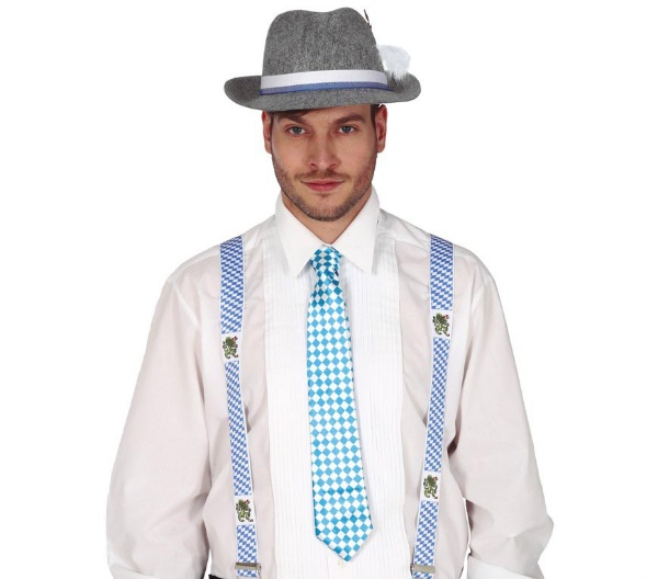 Modrá kostkovaná kravata Oktoberfest