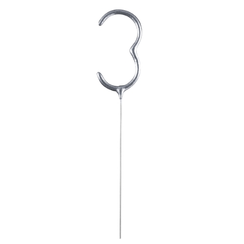 Levně Prskavka číslice 3 stříbrná, 17 cm