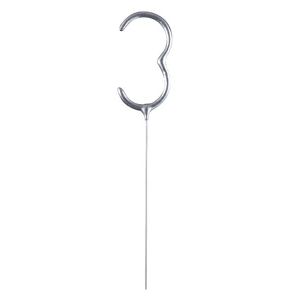 Prskavka číslice 3 stříbrná, 17 cm