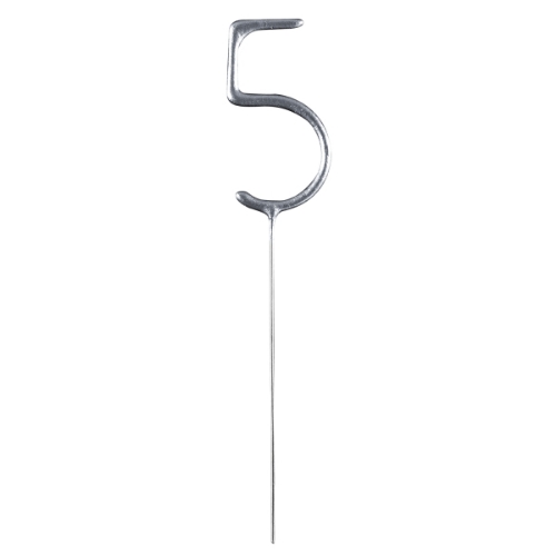 Levně Prskavka číslice 5 stříbrná, 17 cm