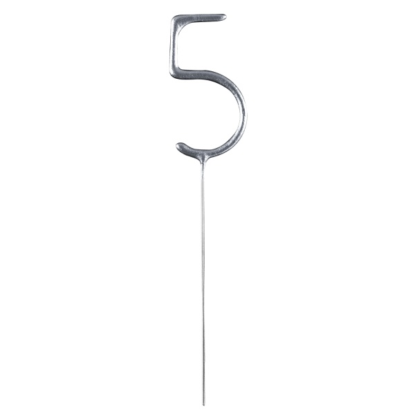 Prskavka číslice 5 stříbrná, 17 cm