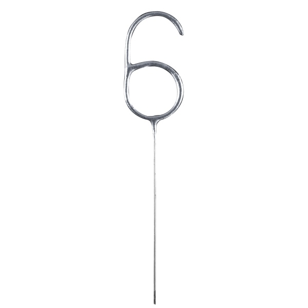 Prskavka číslice 6 stříbrná, 17 cm