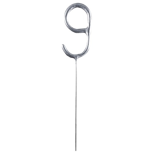Levně Prskavka číslice 9 stříbrná, 17 cm