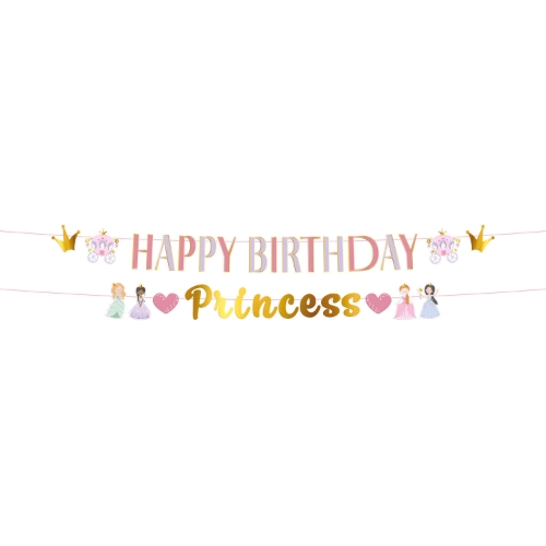 Levně Party nápisy Happy Birthday Princeznovská párty - 1,5 m