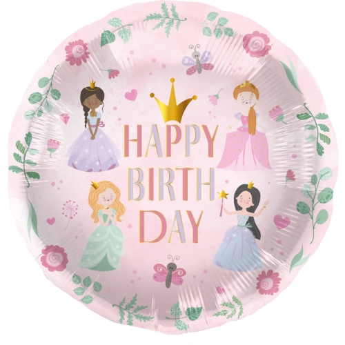 Levně Foliový balonek Happy Birthday Princeznovská párty, 45 cm