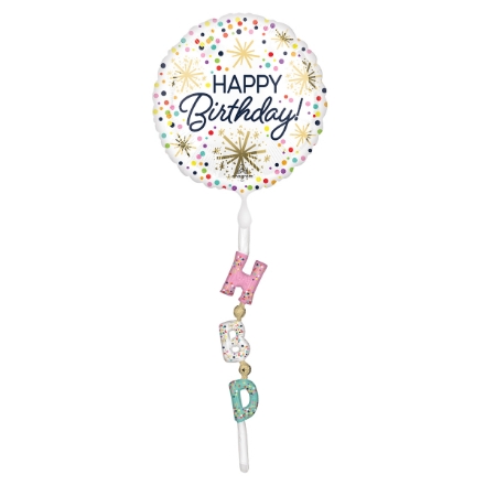 Picture of Jumbo Walking Balloon Happy Birthday Confetti, 60 x 175 cm