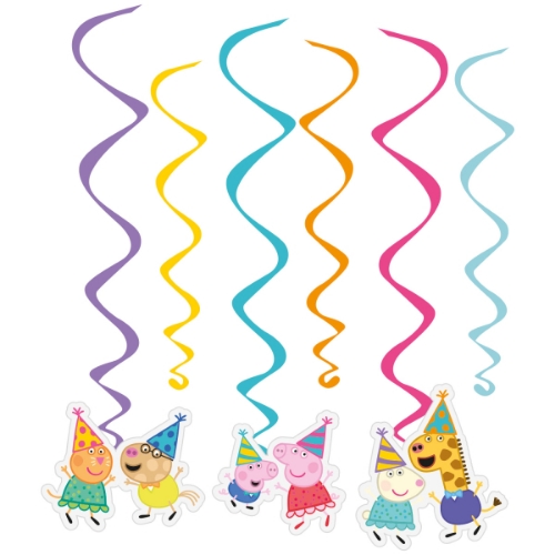 Levně Závěsné spirály Prasátko Peppa party, 6 ks
