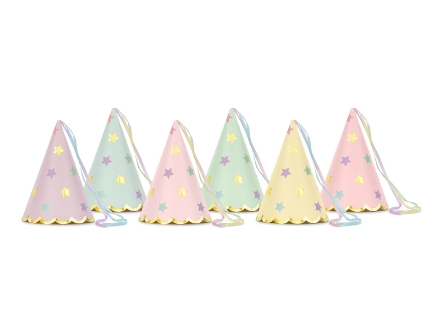 Picture of Paper Party Hats Pastel Stars, 6 pcs