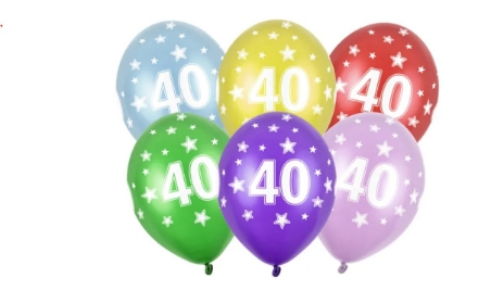 Picture of Latex balloon with printed number 40 - 30 cm