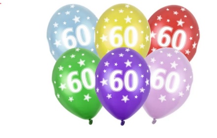 Picture of Latex Balloon with Number 60 Print - 30 cm