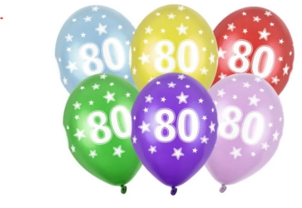 Picture of Latex balloon with printed number 80 - 30 cm