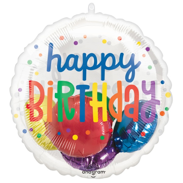 Jumbo plněný balónek Happy Birthday barevný, 50 cm