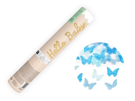 Obrázek Vystřelovací konfety motýlci, Kluk nebo holka, 20 cm modré