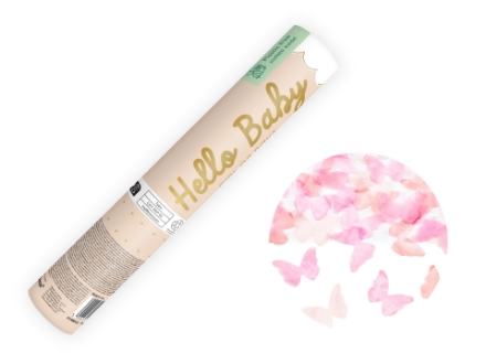 Obrázek Vystřelovací konfety motýlci, Kluk nebo holka, 20 cm růžové