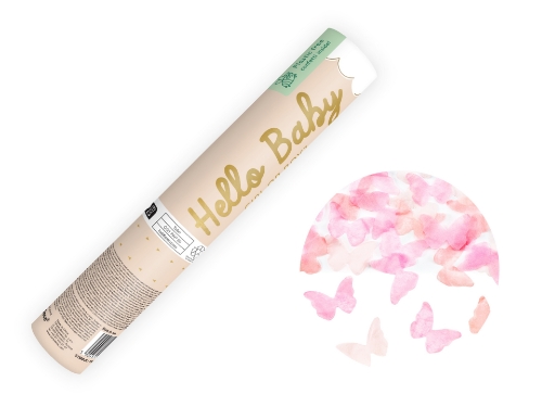 Levně Vystřelovací konfety motýlci, Kluk nebo holka, 20 cm růžové