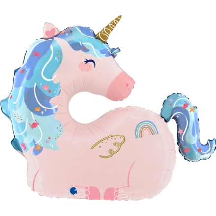 Picture of Unicorn Foil Balloon with Blue Mane, 83 cm