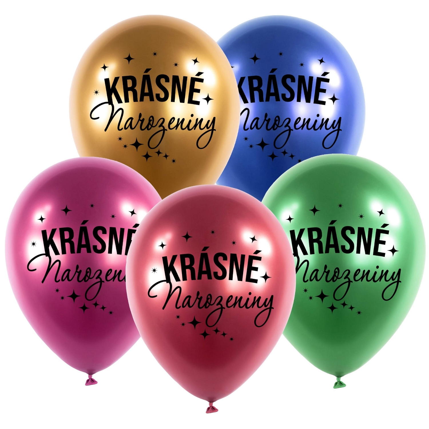 Levně Balonky chromové Krásné narozeniny mix barev, 5 ks