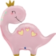 Obrázok z Foliový balónek Dinosauros s korunkou ružový, 71 cm