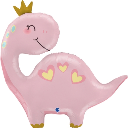 Obrázek Foliový balonek Dinosaurus s korunkou růžový, 71 cm 