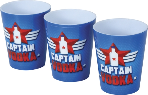 Levně Plastové panáky na shot Captain Vodka, 3 ks