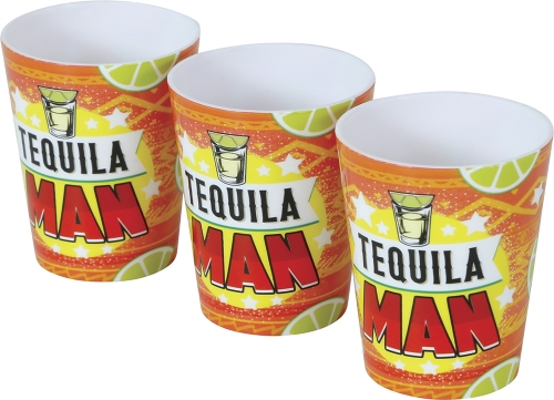 Levně Plastové panáky na shot Tequila Man, 3 ks