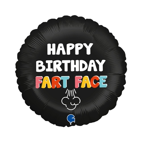 Levně Foliový balonek Happy Birthday Fart Face, 45 cm