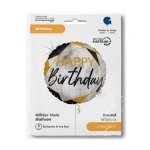 Obrázok z Foliový balónik mramorový Happy Birthday Čierny, 45 cm