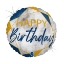 Obrázok z Fóliový balónik mramorový Happy Birthday Modrý, 45 cm