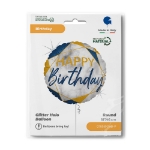 Obrázok z Fóliový balónik mramorový Happy Birthday Modrý, 45 cm