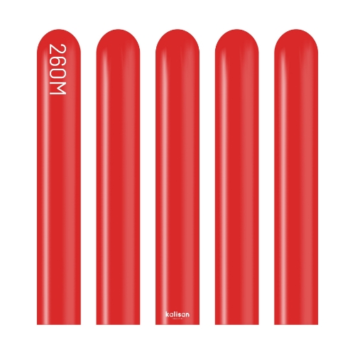 Levně Modelovací balonky červené, Standard Red 260M, 100 ks