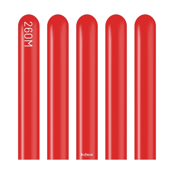 Modelovací balonky červené, Standard Red 260M, 100 ks