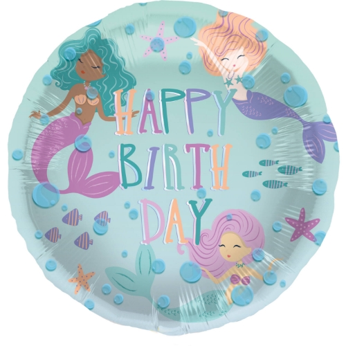 Levně Foliový balonek Happy Birthday Mořské panny, 45 cm