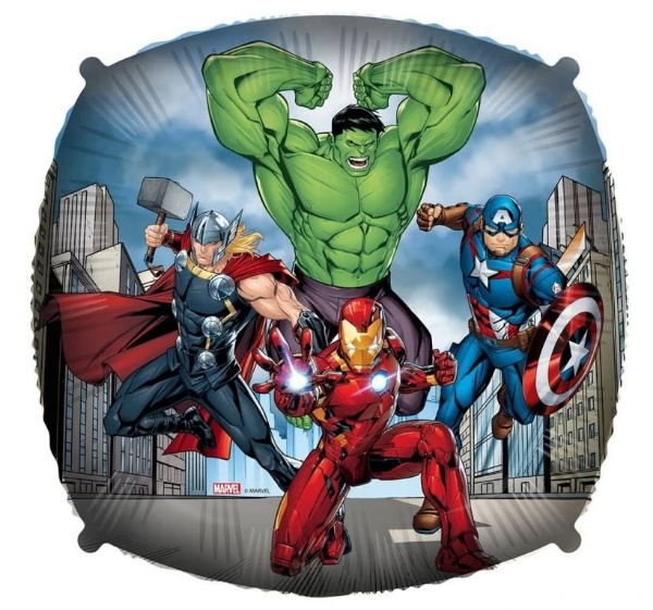 Foliový balonek čtverec Avengers s těžítkem, 45 cm