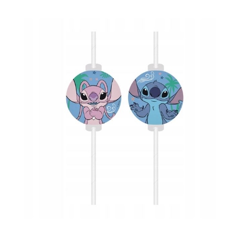 Levně Papírová brčka Stitch a Angel, 4 ks