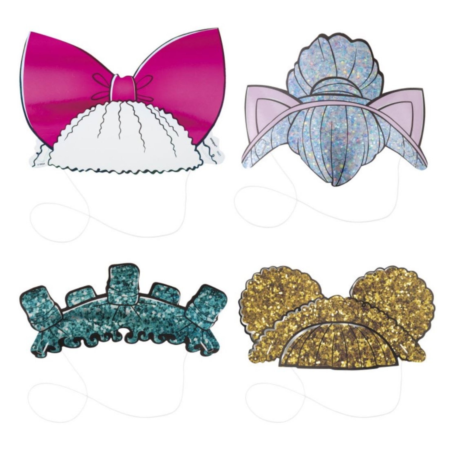 Papírové čelenky LOL Surprise s gumičkou, 4 ks