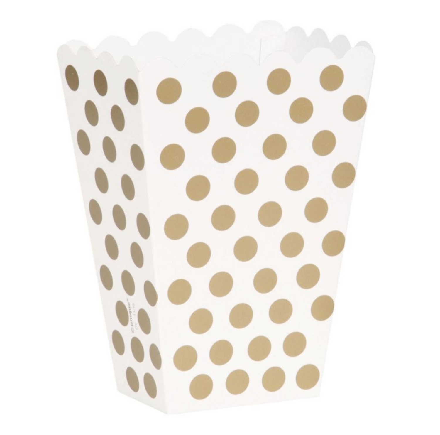 Levně Bílo zlaté krabičky na popcorn s puntíky, 8 ks