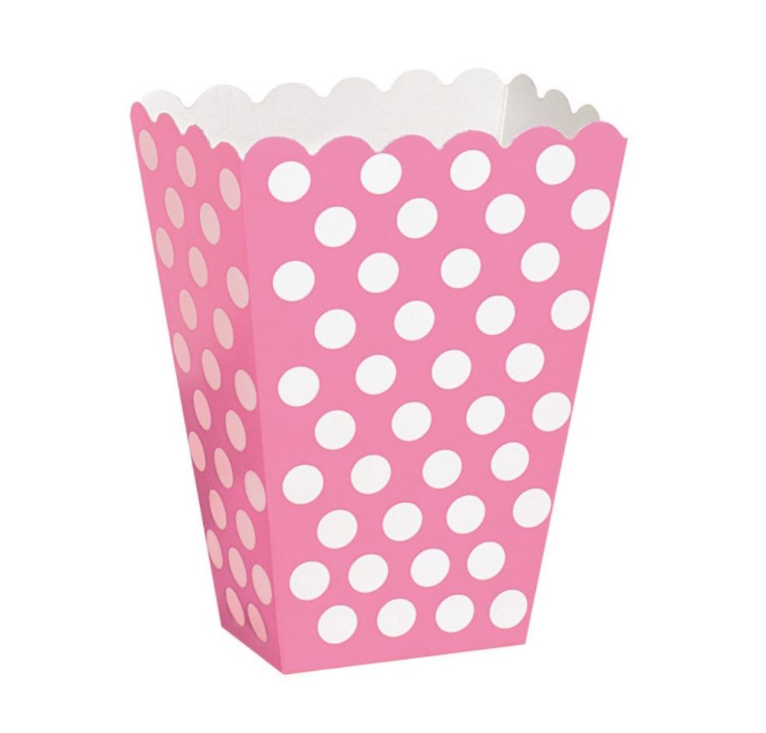 Tmavě růžové krabičky na popcorn s puntíky, 8 ks