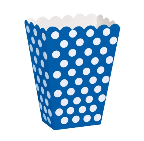 Levně Modré krabičky na popcorn s puntíky, 8 ks