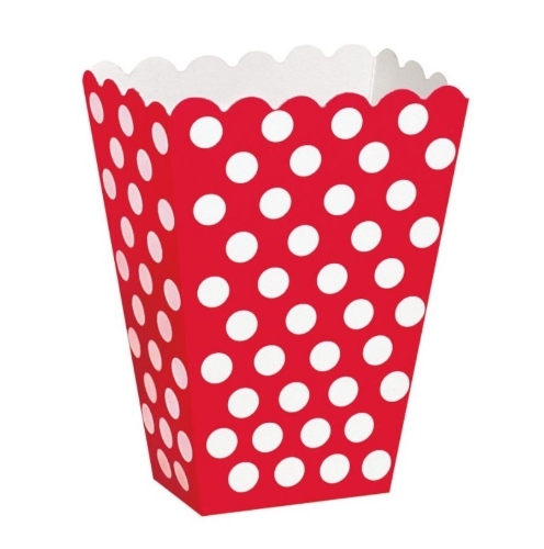 Levně Červené krabičky na popcorn s puntíky, 8 ks