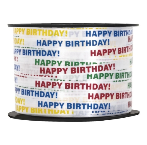 Levně Stuha s potiskem Happy Birthday, 201 m
